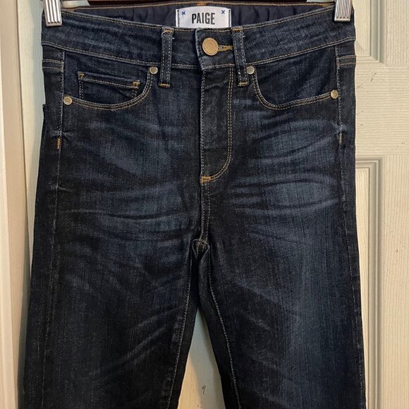 PAIGE Womens Dark Wash Distressed Slim Straight Ankle Mid Rise Jeans Size 25 - Picture 3 of 7